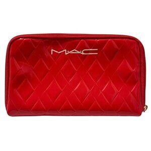MAC Cosmetics Skincare Makeup Beauty Cosmetic Train Case Travel Bag Rose Red